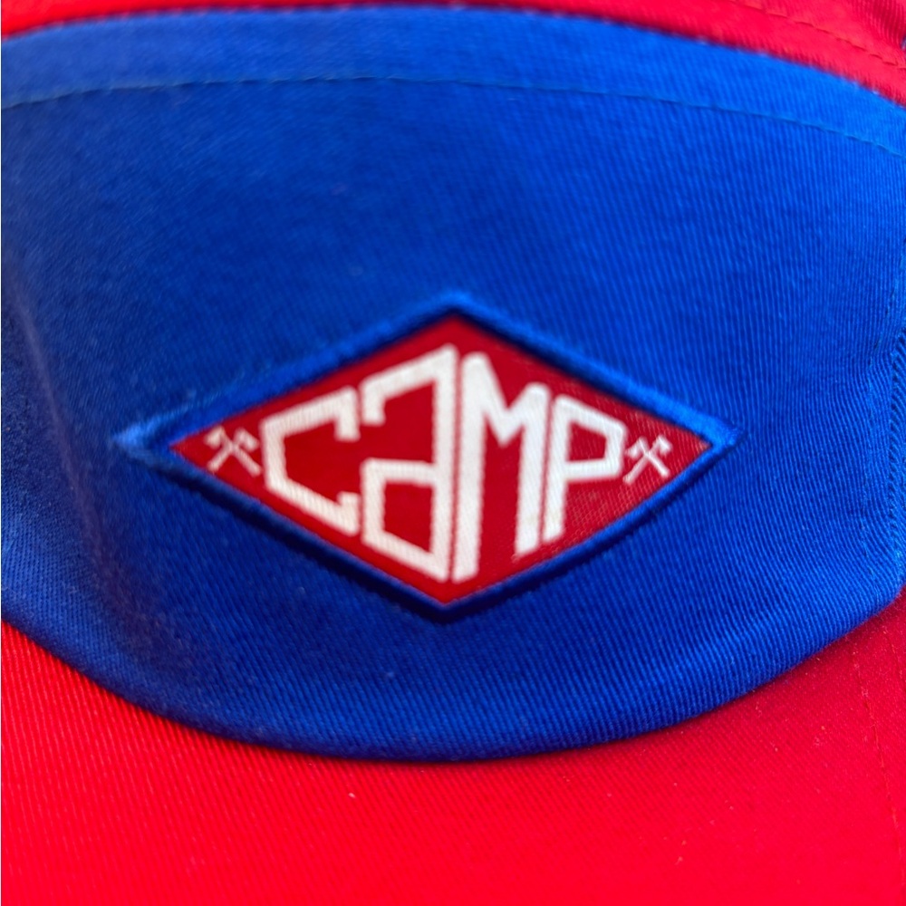 “CAMP Headwear Original” Two-Tone Red & Blue Five-Panel Cap NWOT! - Picture 2 of 6